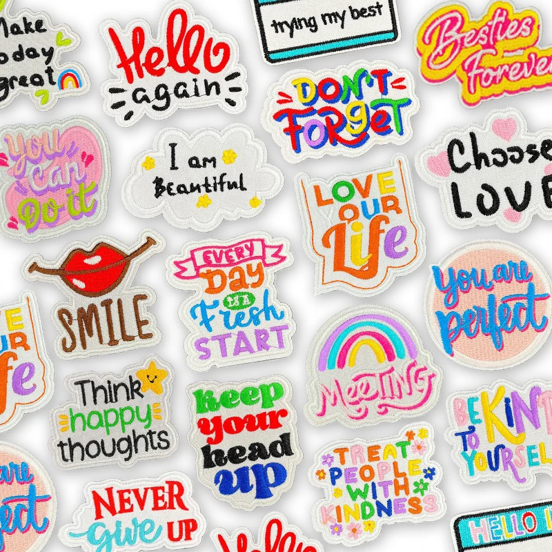 10 unids/set parches blancos letras coloridas parches bordados para ropa sonrisa plancha en parche para sombrero chaqueta accesorios de ropa - imagen 2