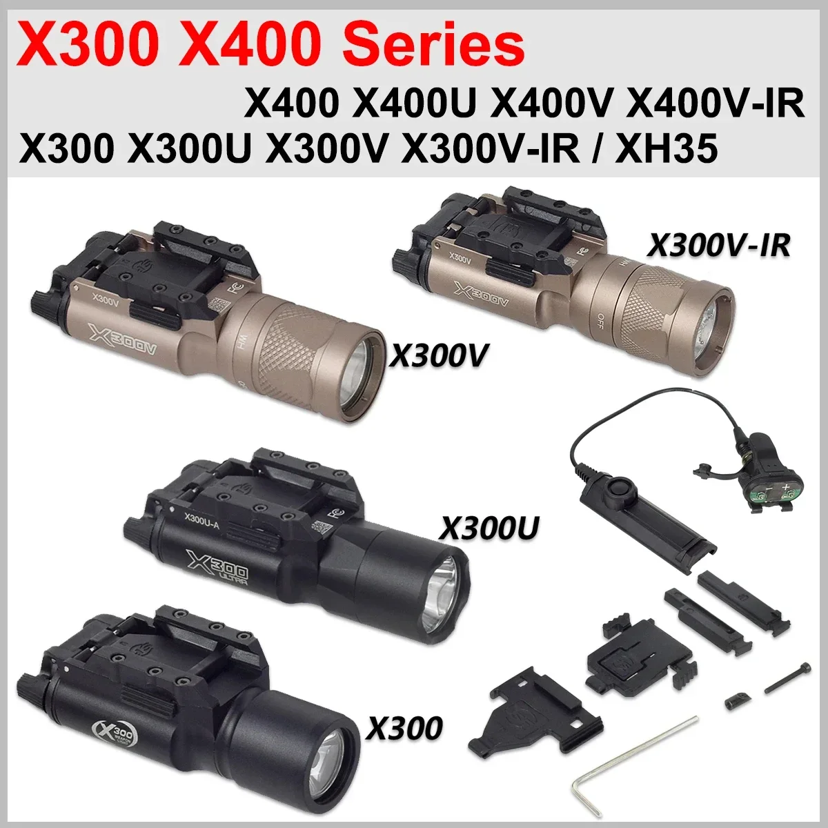 Táctico SureFire X300 X400 serie Airsoft arma luz X300U X300V X400V IR linterna actualización remota interruptor de doble función - imagen 3