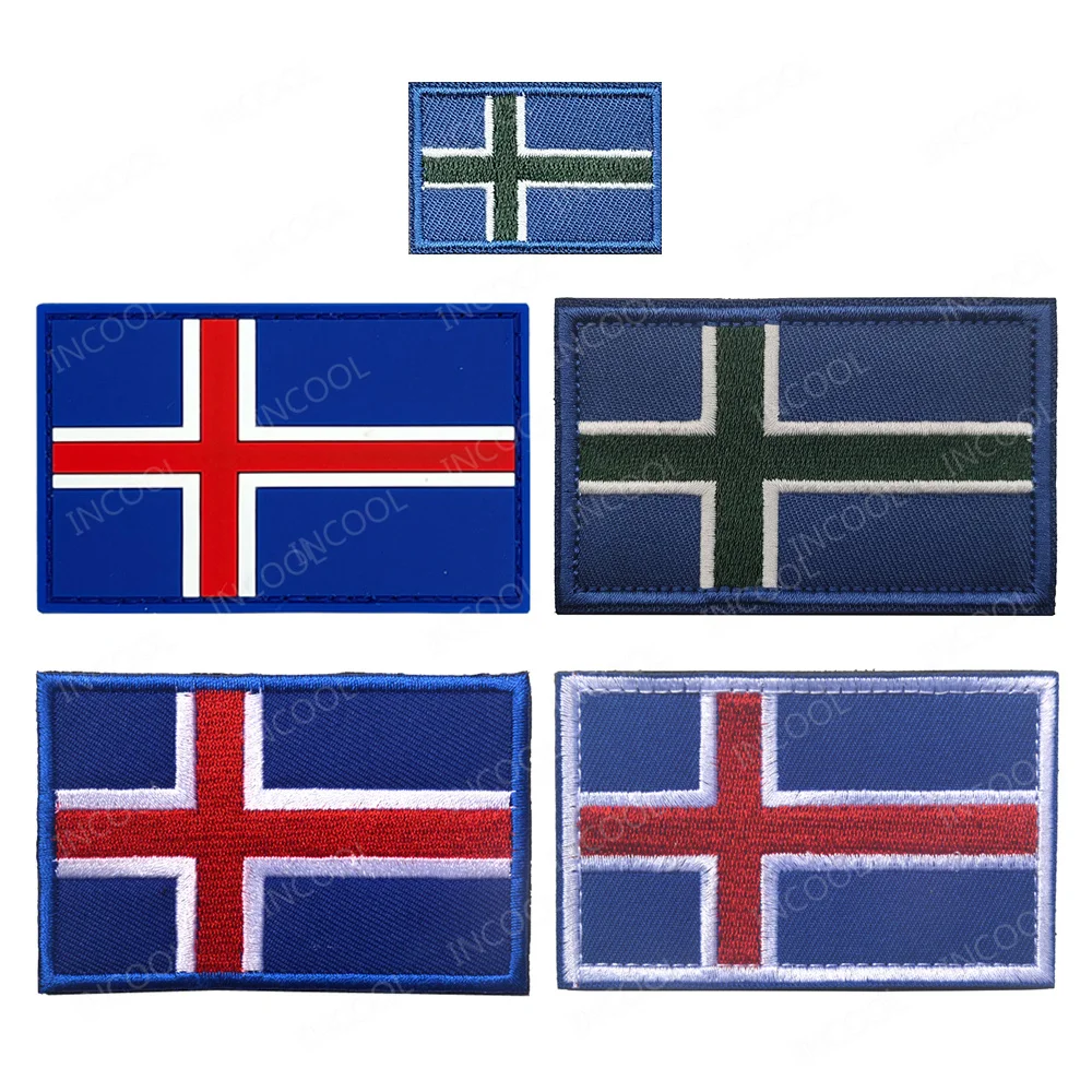 Parche de goma de PVC bordado con bandera de Noruega, parches islandeses para mochila y ropa