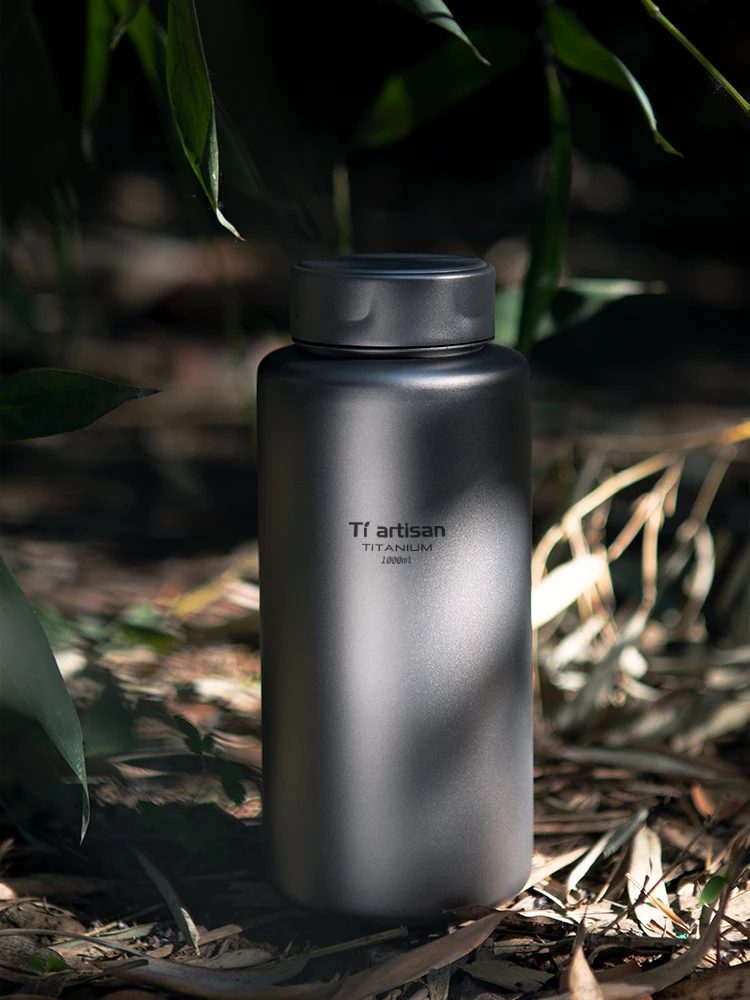 Botella de agua de boca ancha de titanio puro, taza de agua portátil para exteriores, botella de agua deportiva de gran capacidad para viajes en coche - imagen 3