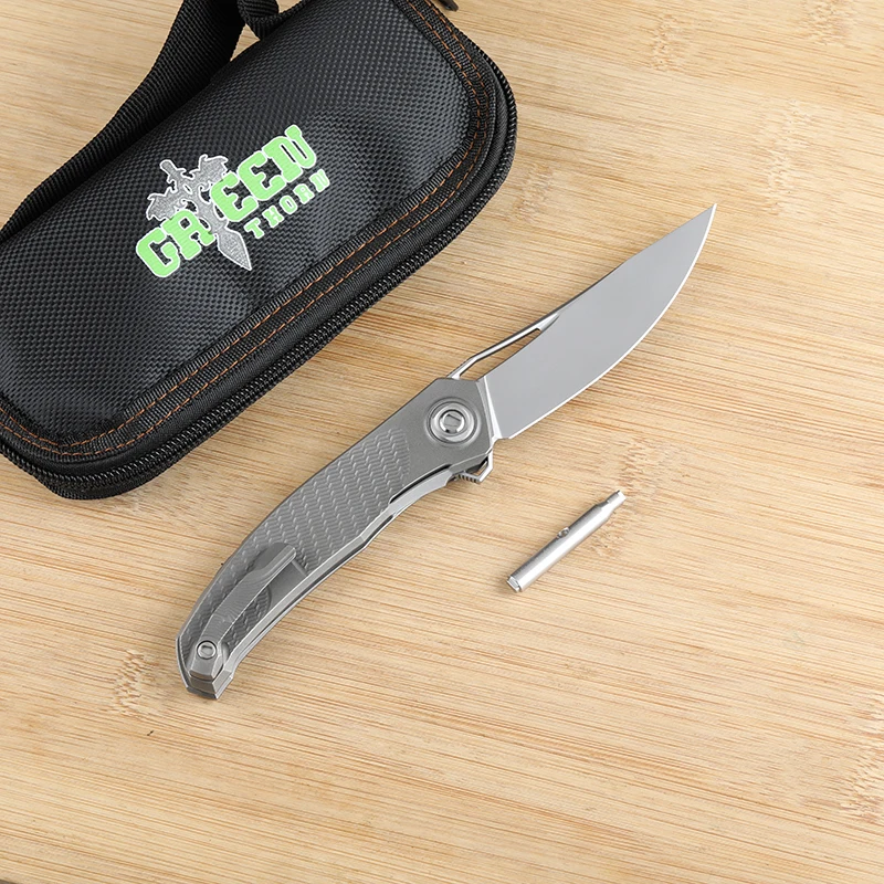 Cuchillo plegable EDC Espina verde con hoja VG10 y mango 3D titanio - imagen 3