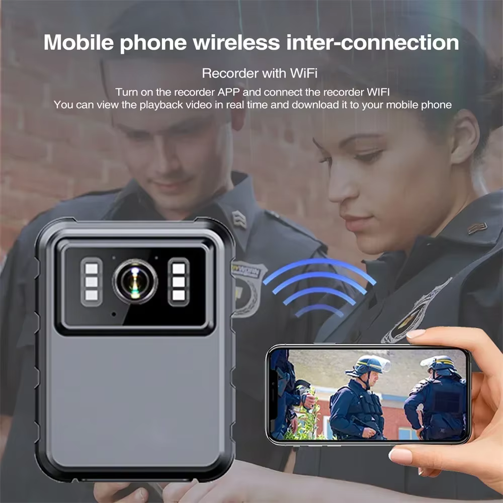Cámara corporal WiFi para seguridad, visión nocturna IR, DVR