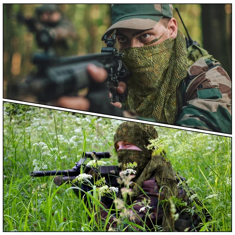 Bufanda de camuflaje, bufanda transpirable de malla táctica, velo facial de francotirador, Camo Airsoft, caza, ciclismo, senderismo, pañuelo, máscara - imagen 5
