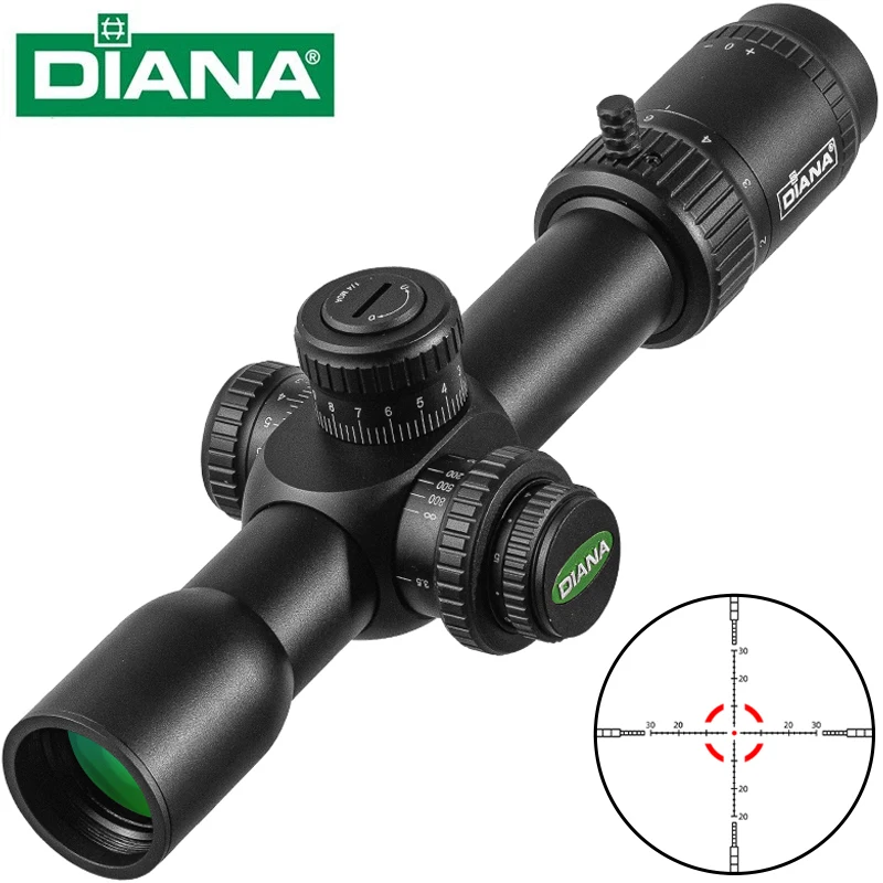 DIANA HD 2-10X30 FFP alcance iluminado R/G vidrio grabado retícula telescopios bloqueo Reinicio caza miras ópticas