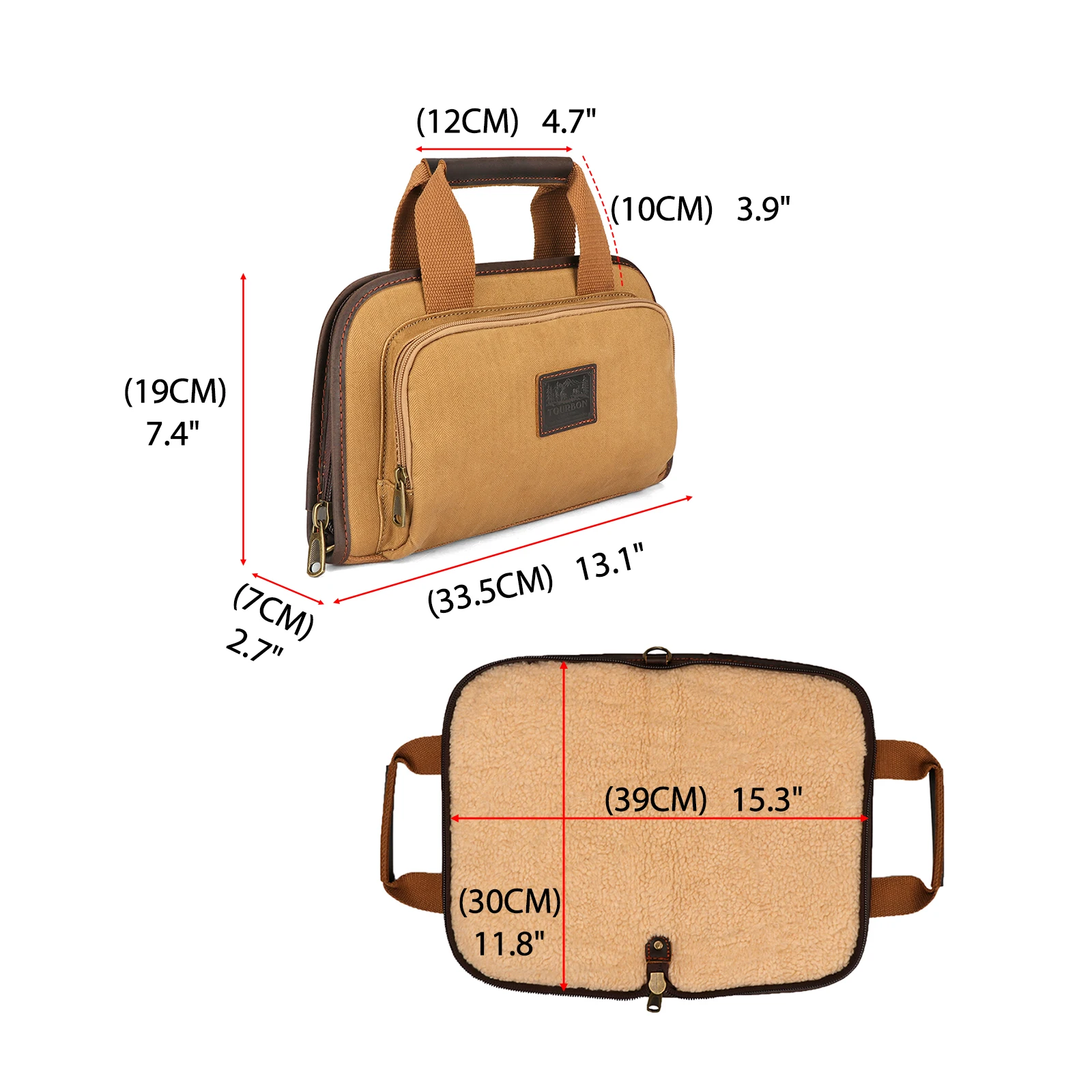 Tourbon-bolsa táctica para pistola de caza, bolsa de almacenamiento suave para pistola, Funda de lona y cuero con soportes para munición, tiro acolchado de lana - imagen 3
