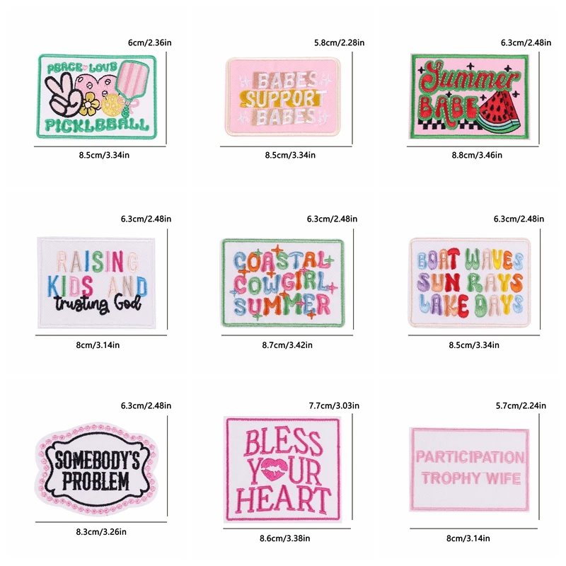 Parche termoadhesivo letras dibujos animados cuadrado para chaquetas - imagen 3