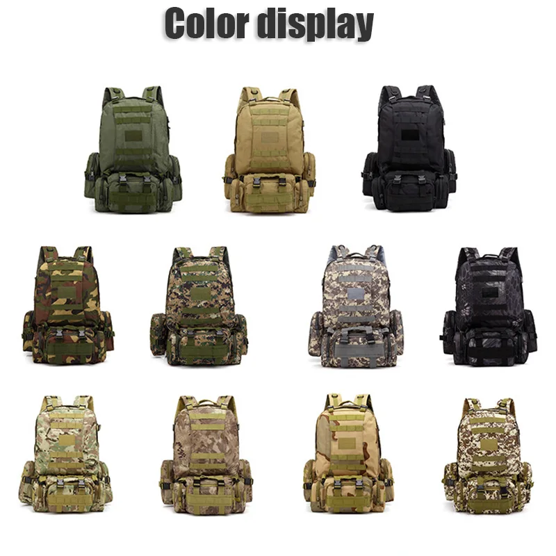 Mochila táctica de gran capacidad, bolsa de combinación Molle impermeable, viaje al aire libre, senderismo, Camping, 55L, Nueva - imagen 4