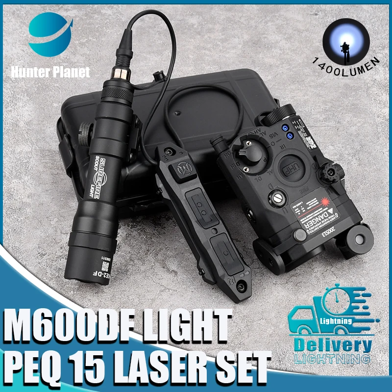 PEQ15 equipments Airsoft Red Green Blue Powerful hunt Laser Dot IR Indicator Surefir M600DF 1400lmFlashlight Dual Control Switch