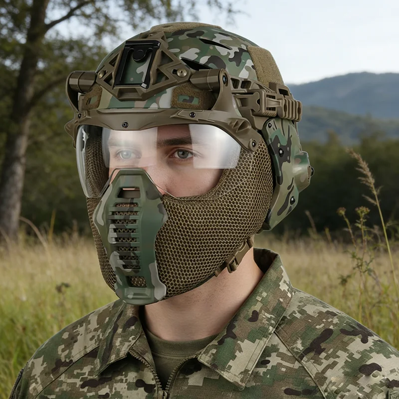 Cascos totalmente cubiertos Airsoft con máscara extraíble, gafas tácticas para caza al aire libre, casco de protección completa Wendy 3,0, equipo de entrenamiento - imagen 2