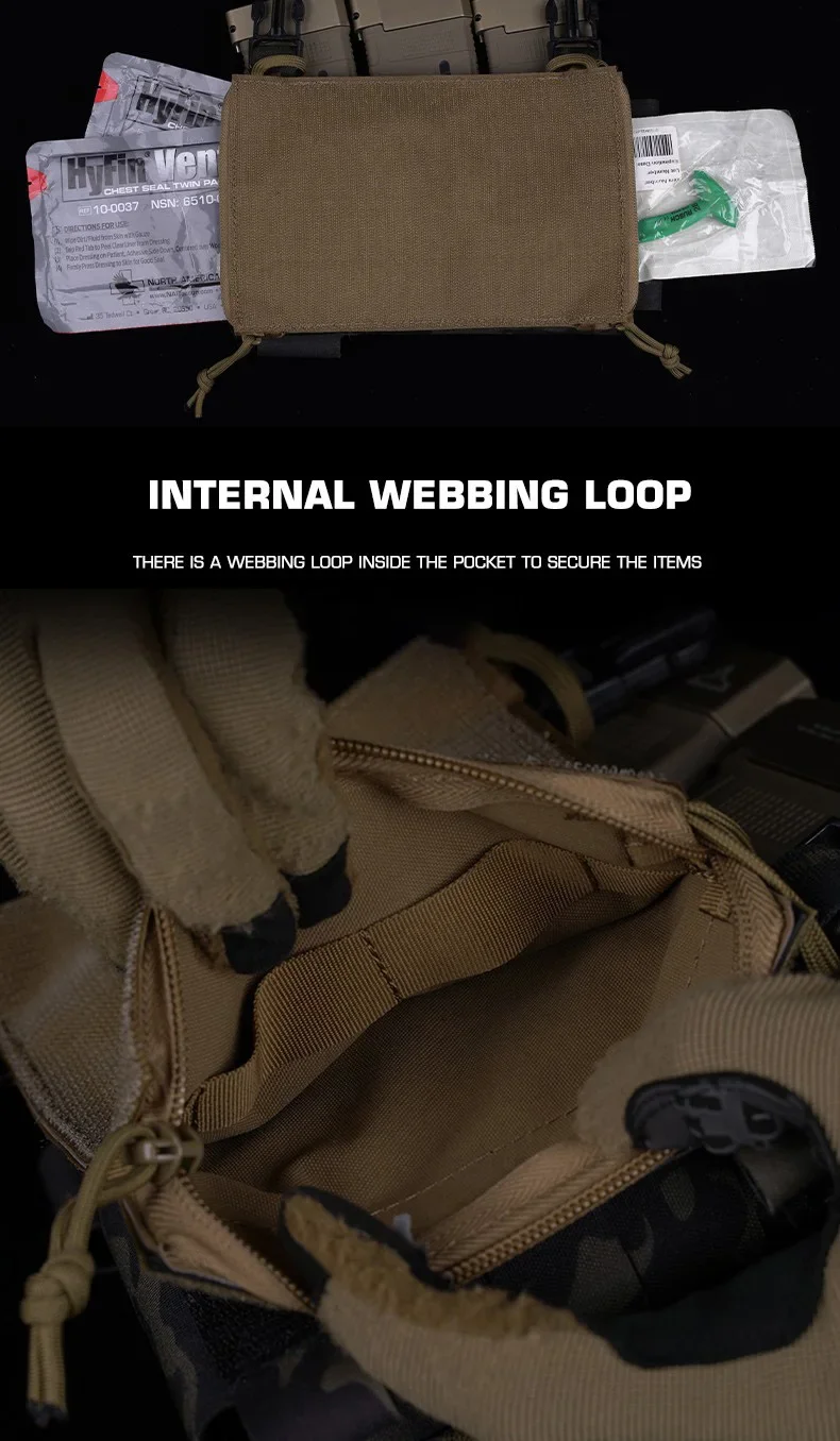 Aparejo de pecho de engranaje táctico, bolsillo interno con doble cremallera, fácil de usar, bucle interior para correas - imagen 4