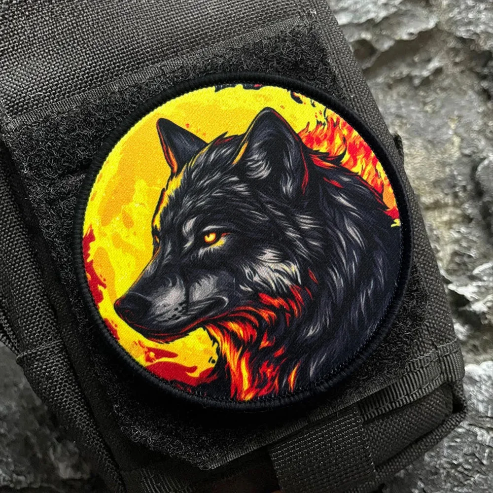 Parche táctico de moral de lobo y llama feroz, parches militares con gancho para accesorios de ropa, chaleco, mochila, pegatinas, apliques - imagen 4