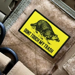 Parche militar de mapache "Don't Touch My Trash", emblema de moral táctico, pegatina para mochila militar, parches de gancho impresos para ropa