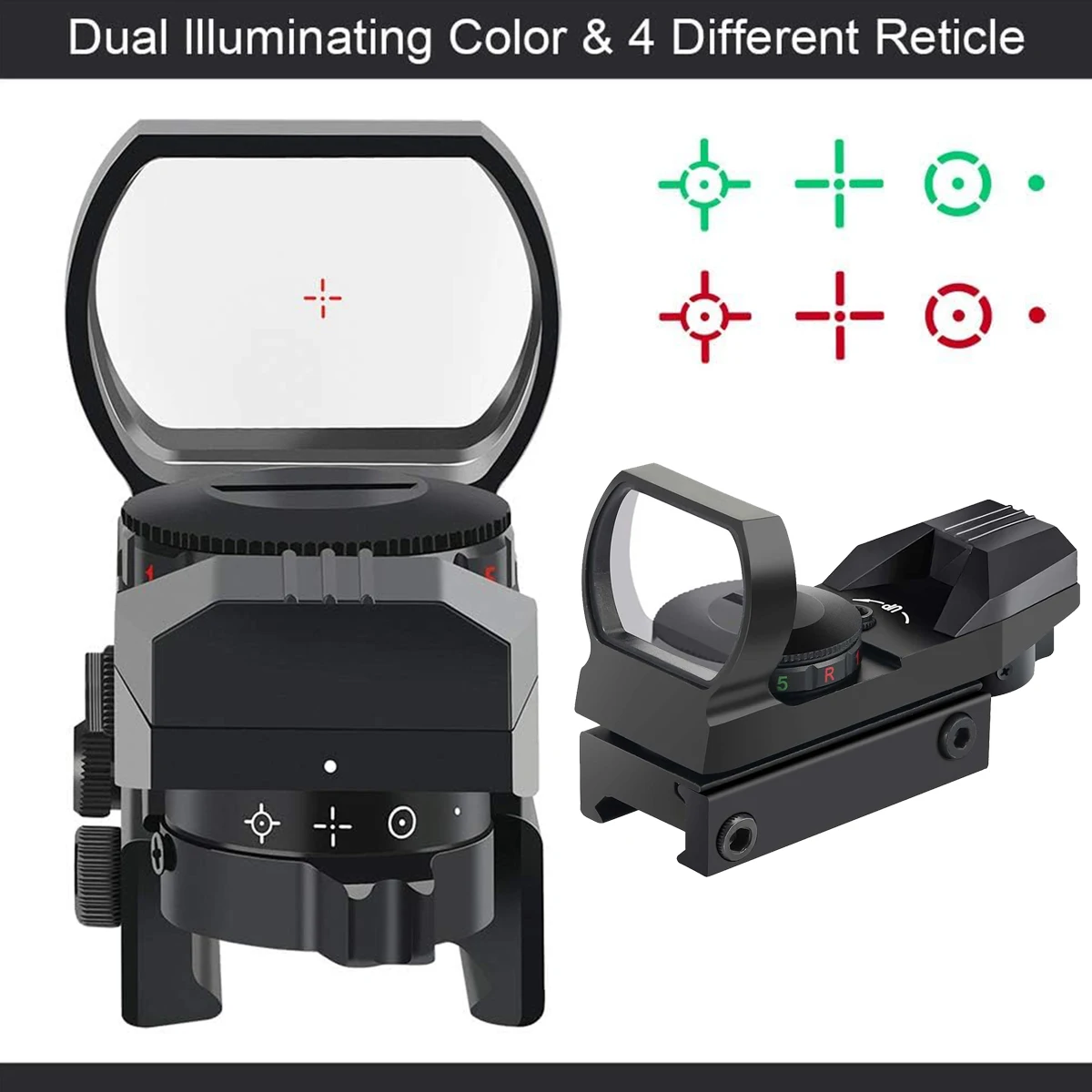 Mira óptica de caza con punto rojo 1X30 1X40 HD101, alcance holográfico reflejo, 4 retículas, colimador rojo/verde, armas Airsoft, mira telescópica