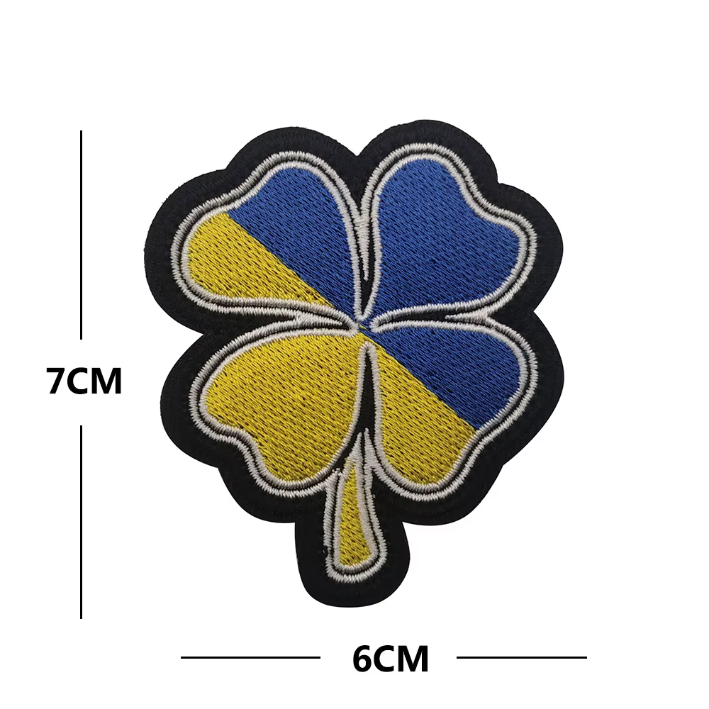 Parche bordado táctico bandera Ucrania calavera y trébol de la suerte - imagen 3