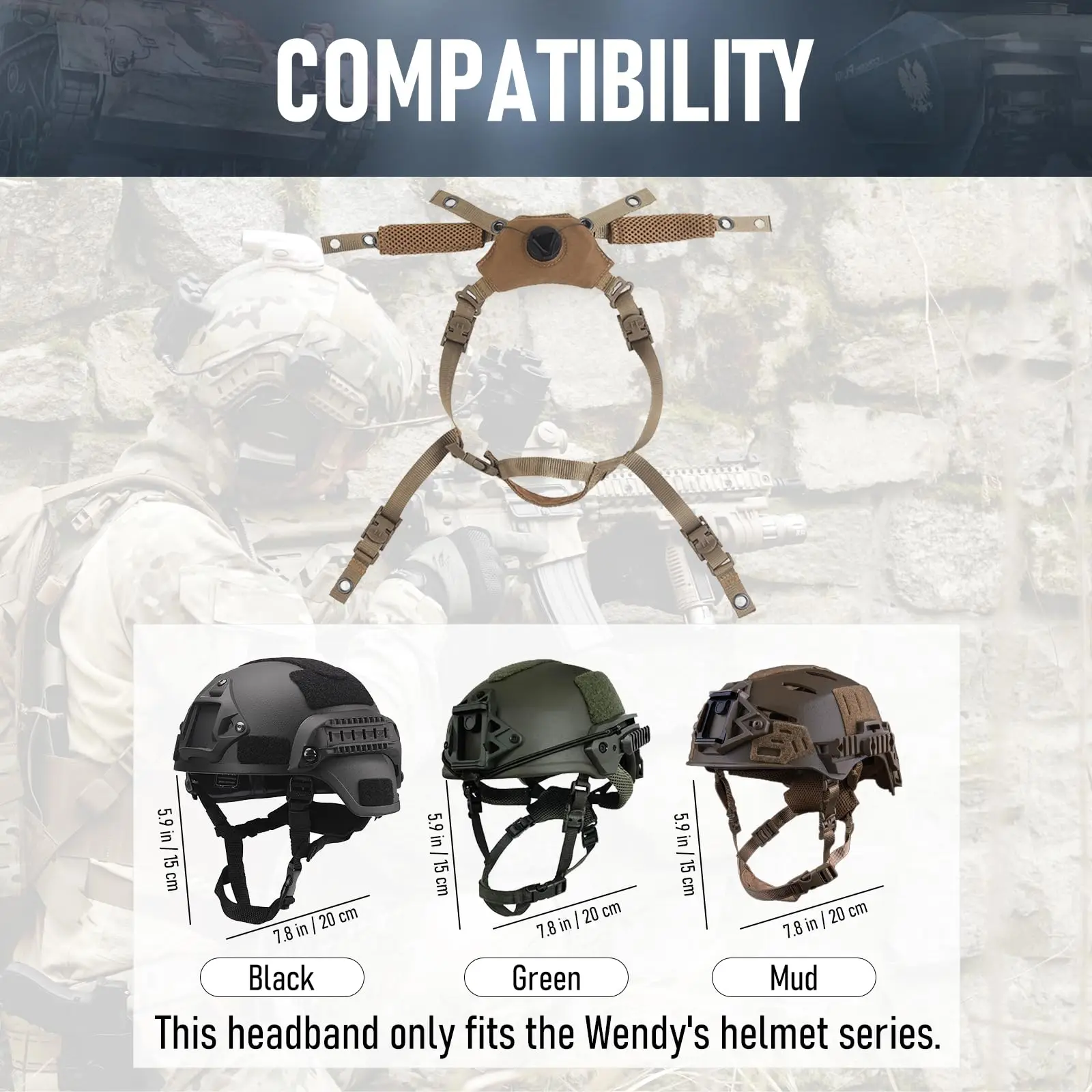 Nuevo sistema de suspensión ajustable táctico, correa para la barbilla, accesorios para casco rápido para MICH, accesorio para casco Wendy, almohadilla esponjosa - imagen 5