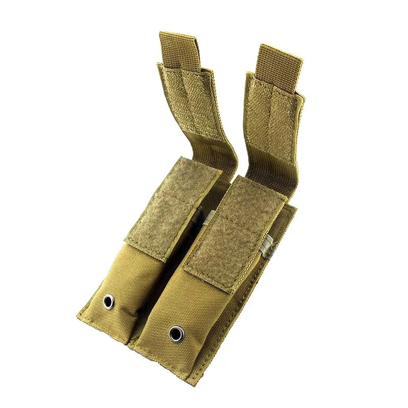 Bolsa táctica para revista de pistola de 9mm, Molle, doble cinturón, bolsa doble Mag, soporte para linterna, paquete de accesorios para pistola y caza - imagen 3