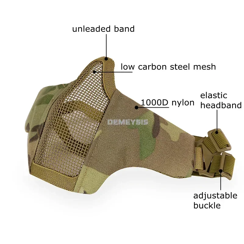 Máscara Airsoft con gafas, resistencia al impacto, caza, tiro, protección deportiva, máscara facial táctica, conjunto de gafas de media cara - imagen 5
