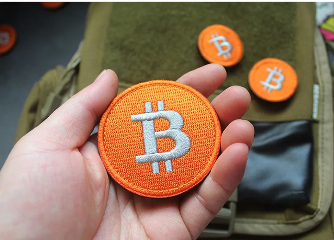 Parche bordado 3D Bitcoin con gancho y bucle para mochila - imagen 5