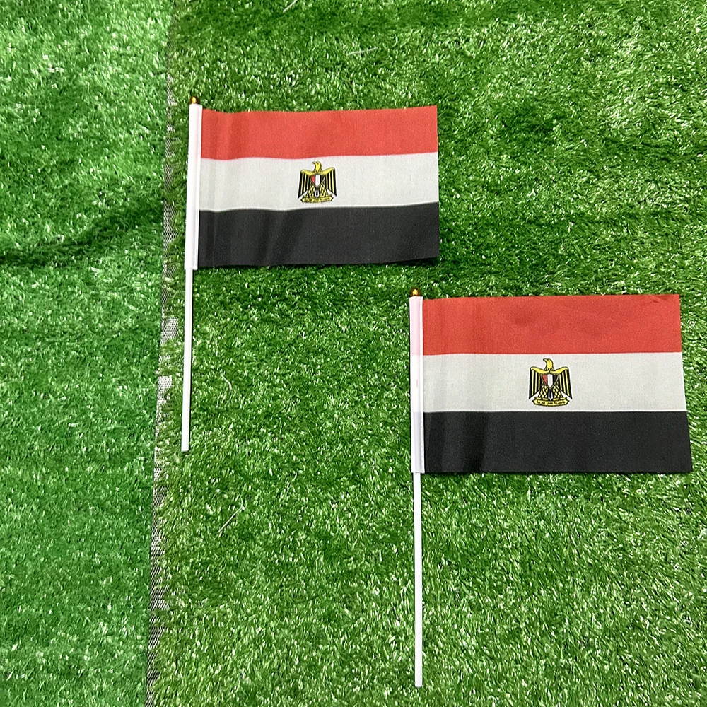 BANDERA SKY 50/100 Uds 21*14cm bandera nacional de Egipto banderas de Egipto banderas ondeantes de mano con poste de plástico para actividades deportivas decoración del hogar - imagen 2