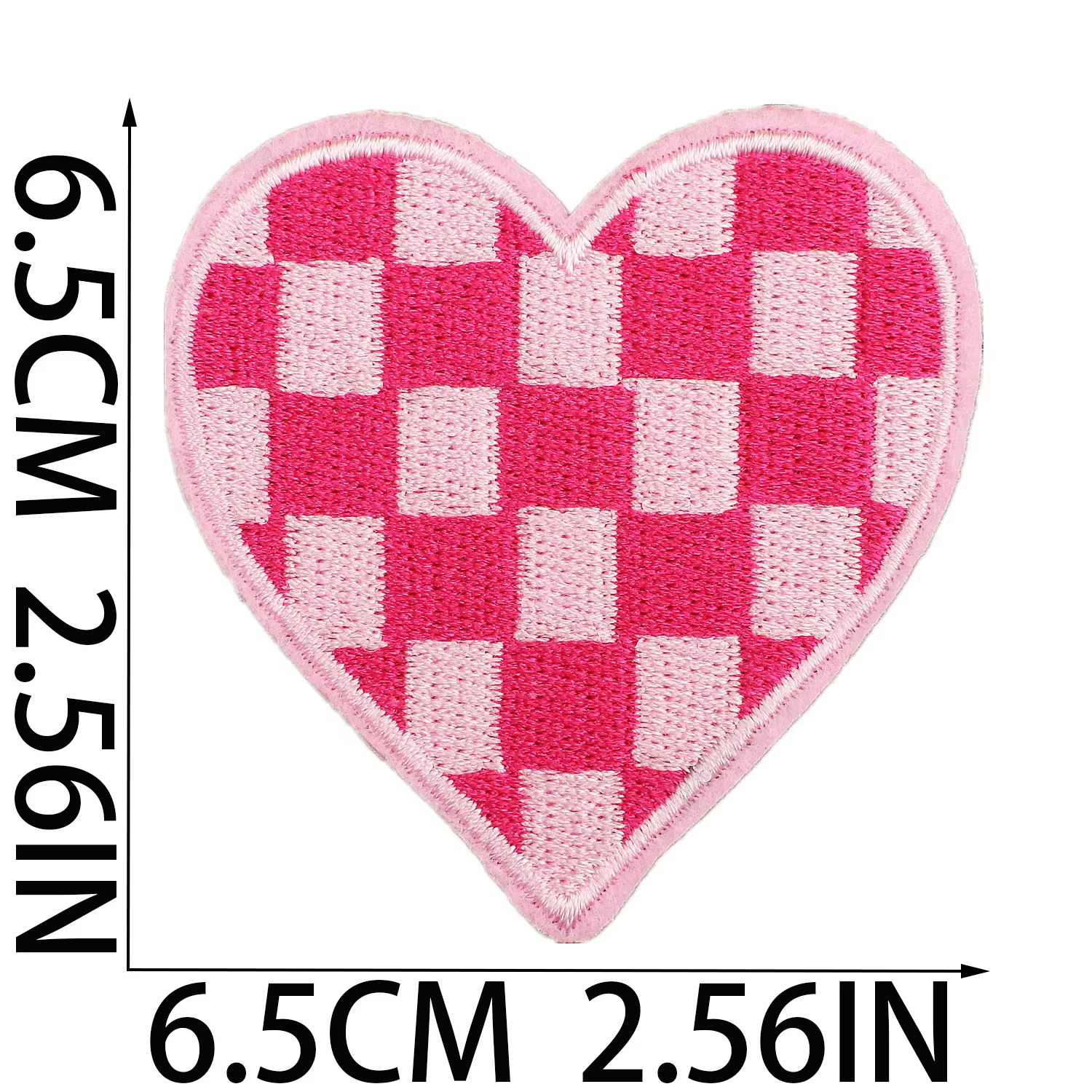 Parche bordado corazón a cuadros blanco y negro infantil, pentagrama - imagen 2