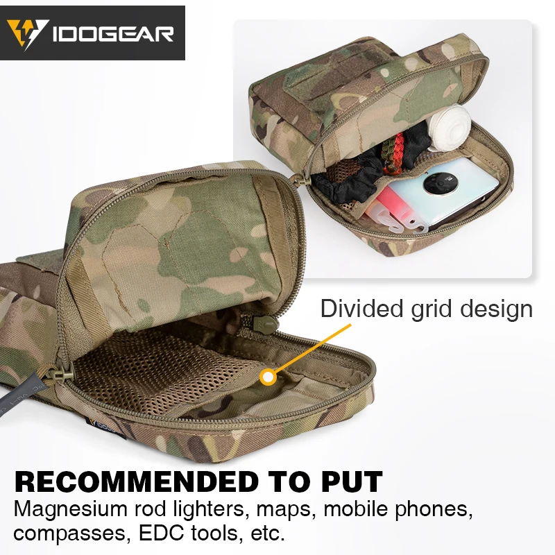 Bolsa táctica IDOGEAR, bolsa de utilidad Vertical MOLLE, bolsa para artículos diversos con corte láser 3578 - imagen 4