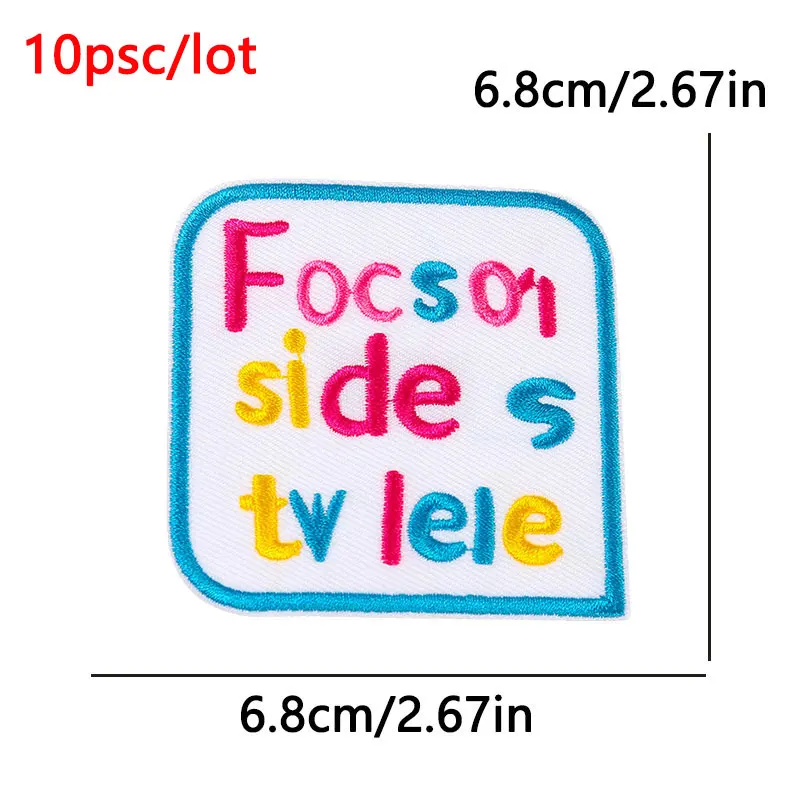 10 unids/lote de parches de letras de dibujos animados para ropa, parches adhesivos bordados de flores para planchar - imagen 3