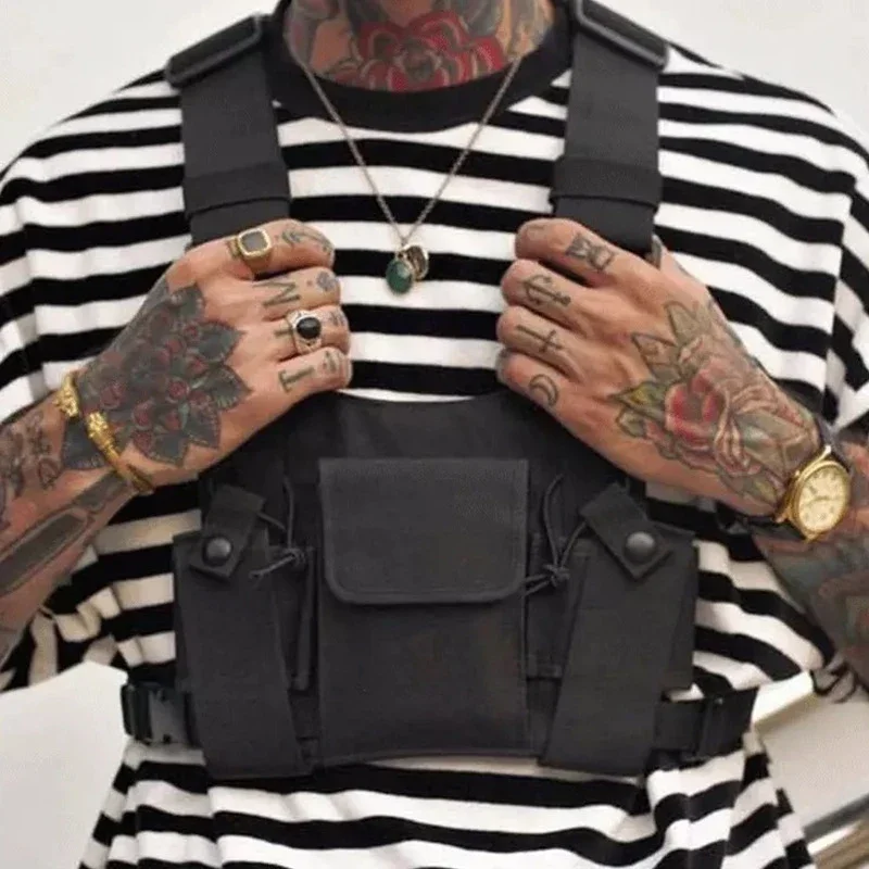 Chaleco táctico funcional para el pecho para hombre, chaleco de Hip Hop a la moda, ropa de calle, bolso Kanye para mujer, bolsa de aparejo para el pecho de Hip-hop, ropa - imagen 5