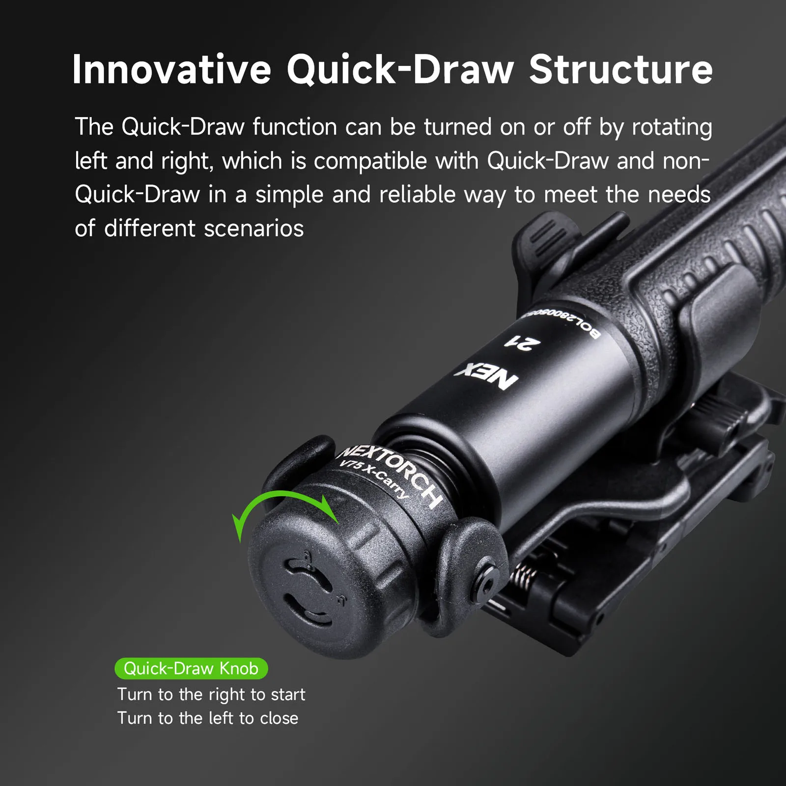 NEXTORCH V75 Funda para bastón de extracción rápida, protector de manos para bastón, para bastón de trabajo de 17/21/23/26/28 pulgadas, para cinturones de 38-50 mm de ancho y MOLLE - imagen 4