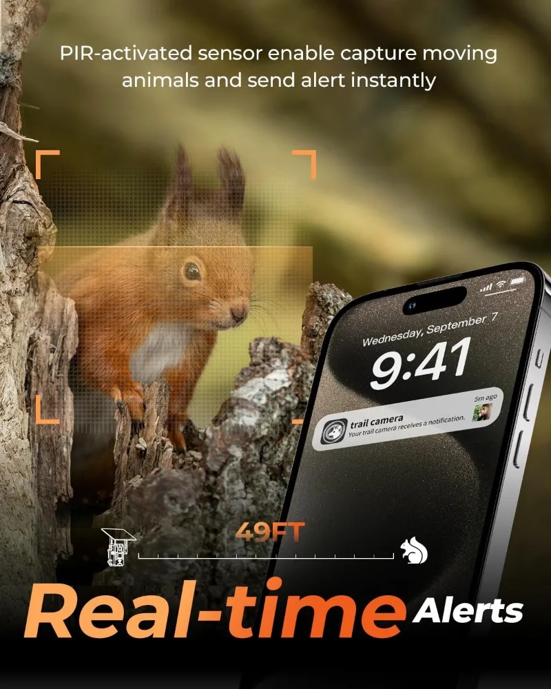 Cámara de vida silvestre 4G integrada con energía Solar 30MP 4K visión nocturna cámara de rastreo aplicación de teléfono 120 ángulo de detección sensores de movimiento cámara - imagen 2