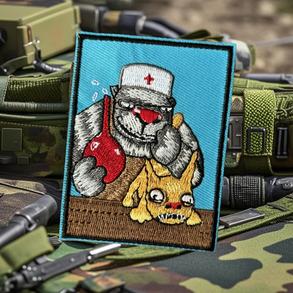 Parche de insignia de moral de gatos y médicos, parche de gancho y bucle táctico bordado divertido, brazalete militar, pegatinas para ropa y mochila - imagen 2