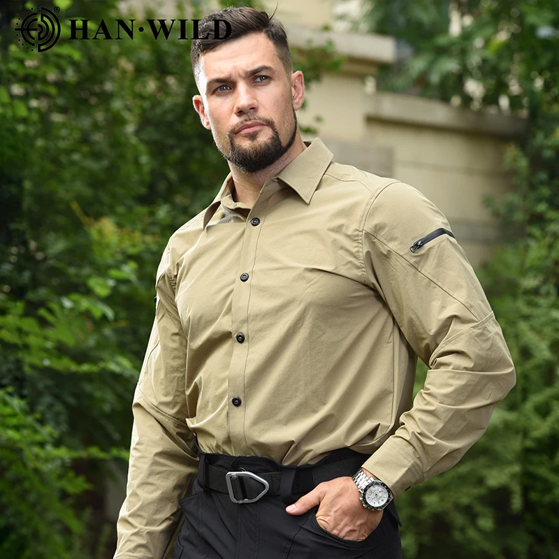 HAN WILD Camisa informal para hombre, camisas de verano de secado rápido, camisas ligeras y transpirables, camisas de manga larga para trabajo al aire libre, camisas de carga para acampar - imagen 3