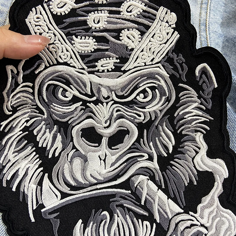 Parche grande Punk para motociclista, parche bordado para planchar, parches para ropa, parches bordados con parte trasera de calavera para ropa DIY - imagen 5