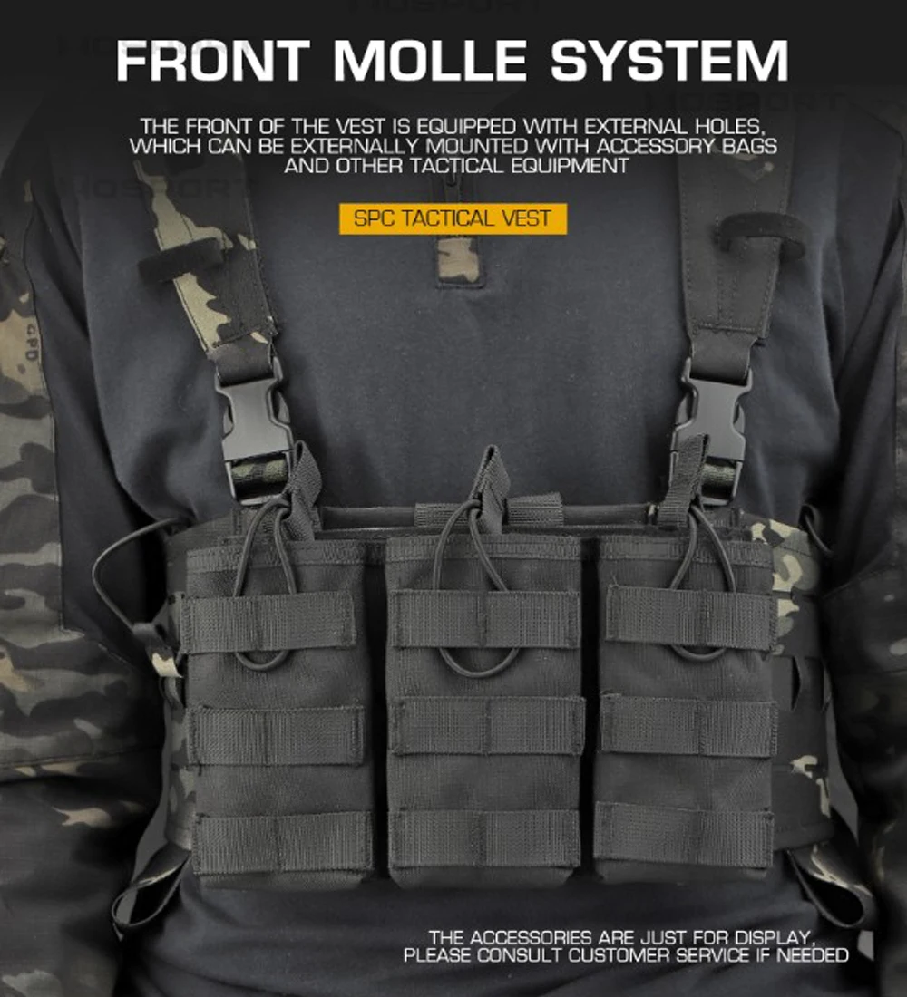 Aparejo de pecho modular, chaleco táctico ligero, Chaleco de caza militar MOLLE, equipo táctico y de trabajo - imagen 3