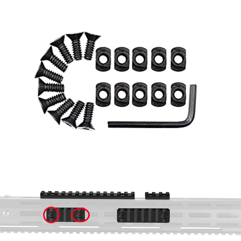 10 unids/set M-LOK tornillos y tuercas rieles de repuesto tornillos de tuerca en T para Secciones de riel de guardamanos MLOK caza, accesorios para pistola de juguete - imagen 5