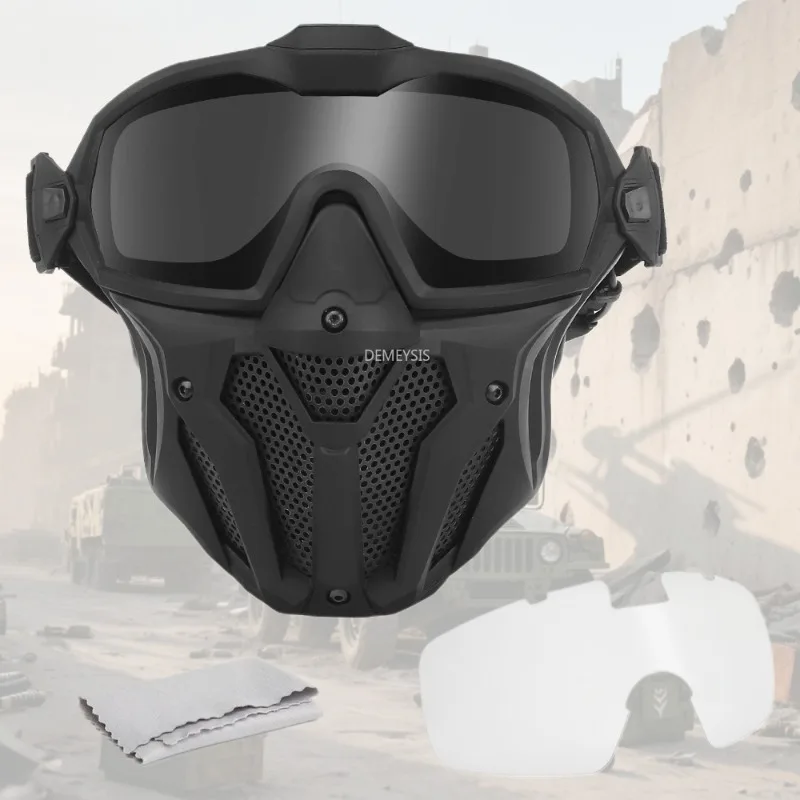 Máscaras faciales completas Airsoft, gafas desmontables con ventilador antiniebla, máscara protectora táctica de Paintball, conjunto de gafas, máscara CS de caza - imagen 4