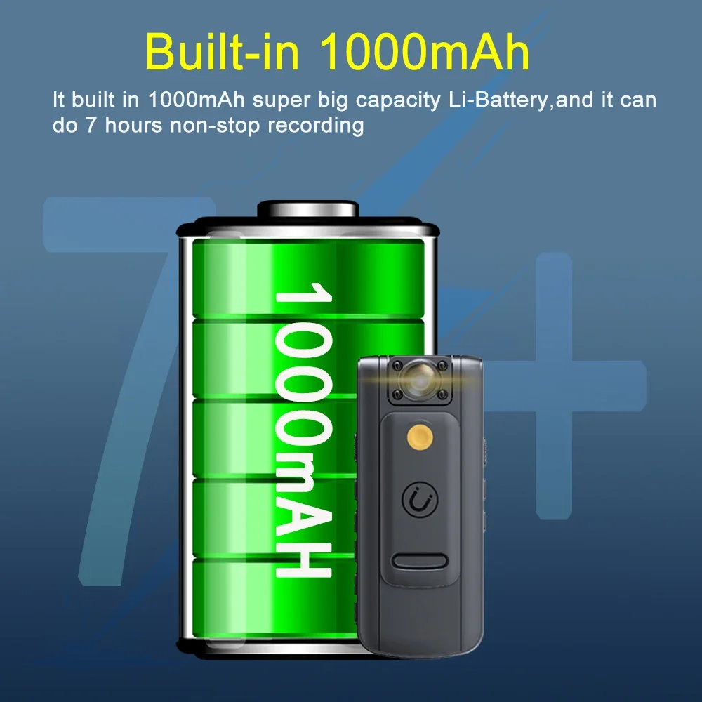 2K HD Wifi Cámara corporal Visión nocturna infrarroja Mini cámara completa 130 °   Lente gran angular 180 °   Ajustable para la seguridad de la aplicación de la ley - imagen 2