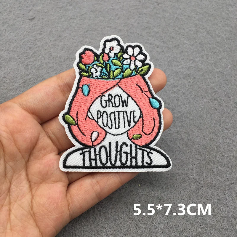 Parche de flores de dibujos animados, parches para planchar en ropa, parches bordados para feminismo para ropa, parches termoadhesivos, pegatinas de letras - imagen 5
