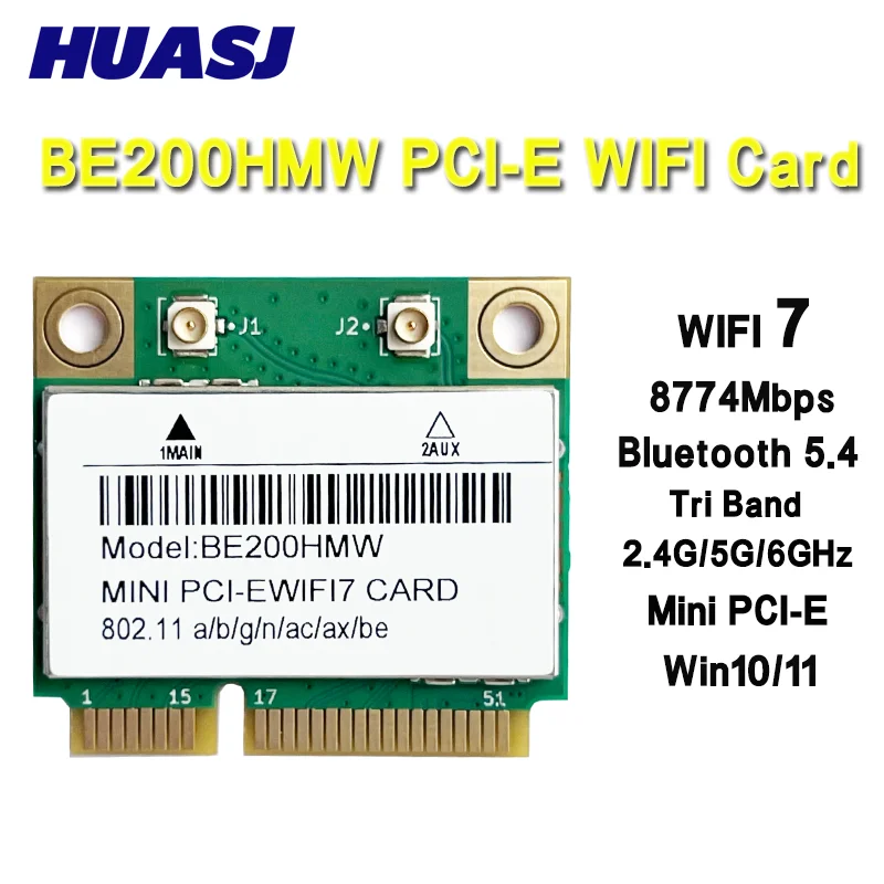 WiFi 7 Mini PCI-E tarjeta WiFi BE200 BE200HMW 8774Mbps 2,4G/5G/6Ghz para Bluetooth 5,4 802.11BE adaptador de red inalámbrico para ordenador portátil