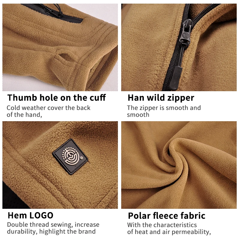 Chaquetas de lana de invierno para hombre, chaqueta táctica con cremallera completa para exteriores, abrigo de trabajo cálido a prueba de viento, ropa deportiva para acampar en EE. UU. - imagen 5