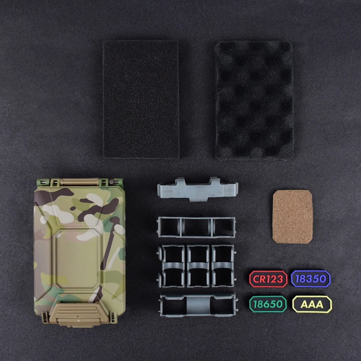 Caja de almacenamiento de batería, funda táctica para AAA 18650 18350 CR123A CR2032 MOLLE Airsoft chaleco Militar Modular Mag bolsa impermeable - imagen 2