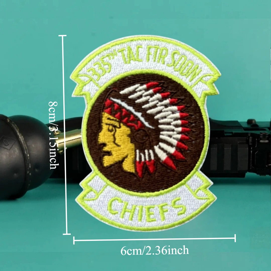 Insignia de moral táctica con retrato nativo americano, parches bordados con gancho y bucle, apliques personalizados, pegatinas para mochila militar - imagen 3
