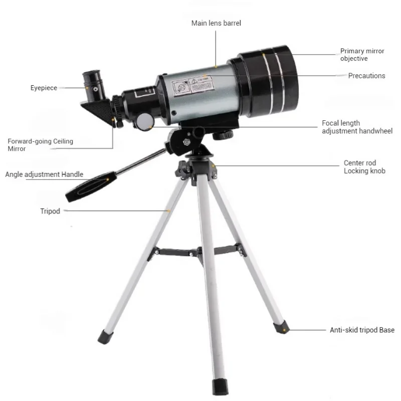 Telescopio astronómico 150X, telescopio de viaje portátil refractor de apertura de 70mm con adaptador de teléfono caza de luna para observación de estrellas - imagen 5