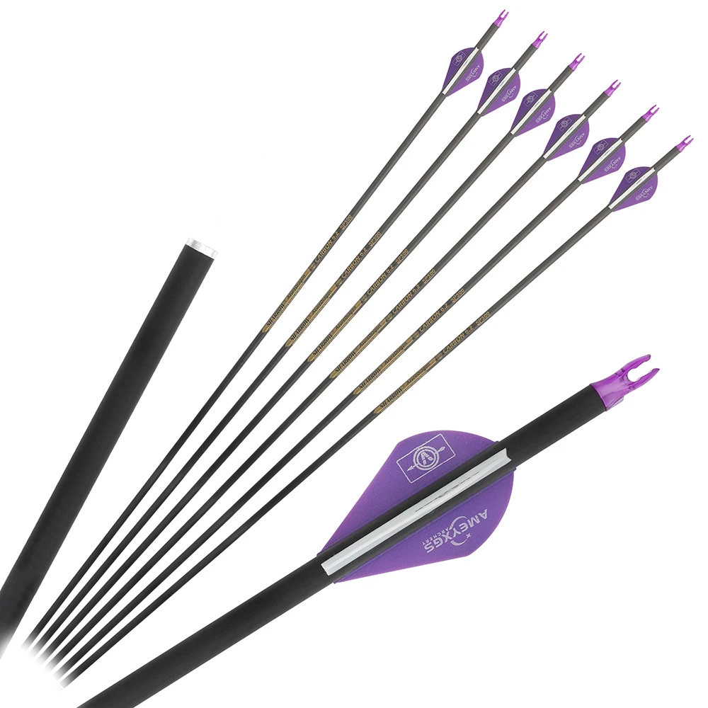 2 "paletas de tiro con arco flechas de carbono puro 30 pulgadas sin puntas arco compuesto recurvo tiro caza columna vertebral 400/500/600/ID6.2mm 6/12 Uds - imagen 5