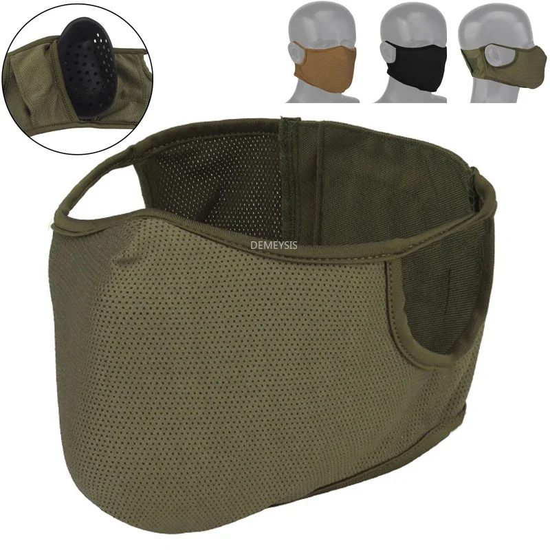 Pasamontañas táctico de media cara, Bandana transpirable para ciclismo al aire libre, caza, montar, con silicona, senderismo, tiro, bufandas deportivas