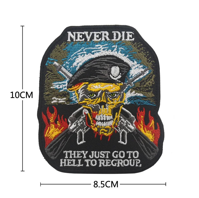 Pegatina de tela de calavera bordada, brazalete militar, insignia bordada, parche táctico para ropa, costura DIY - imagen 4