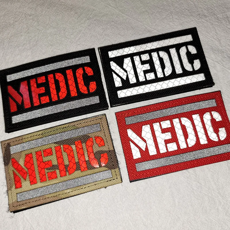 Parche bordado médico IR reflectante, parches militares tácticos que brillan en la oscuridad, insignias de emblema paramédico médico MED EMT - imagen 4
