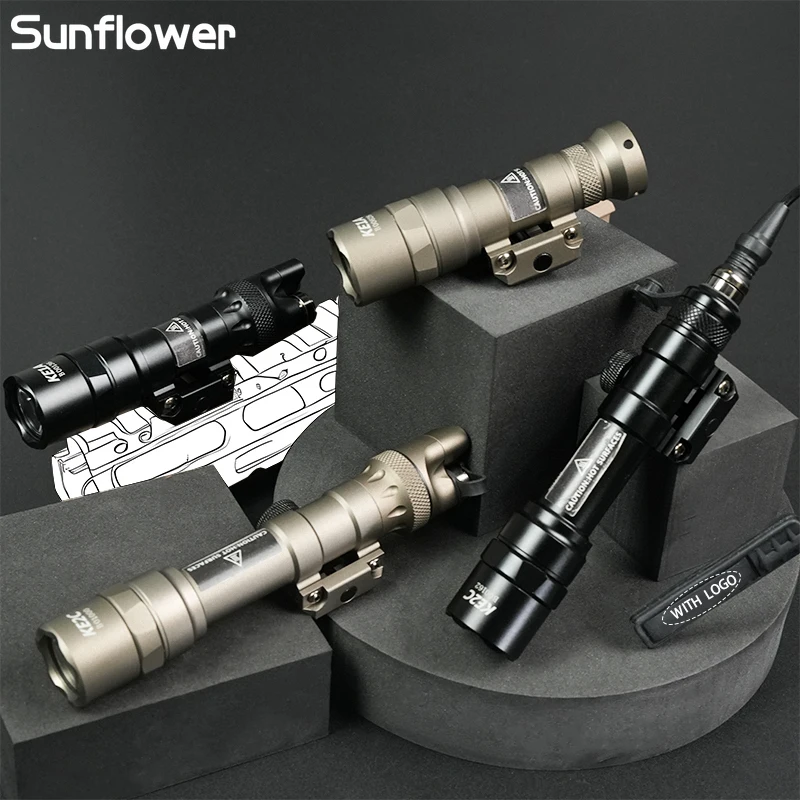 Equipo táctico Airsoft M300B M600B, luz de explorador, linterna LED con interruptor de presión de doble función para riel Picatinny de 21mm