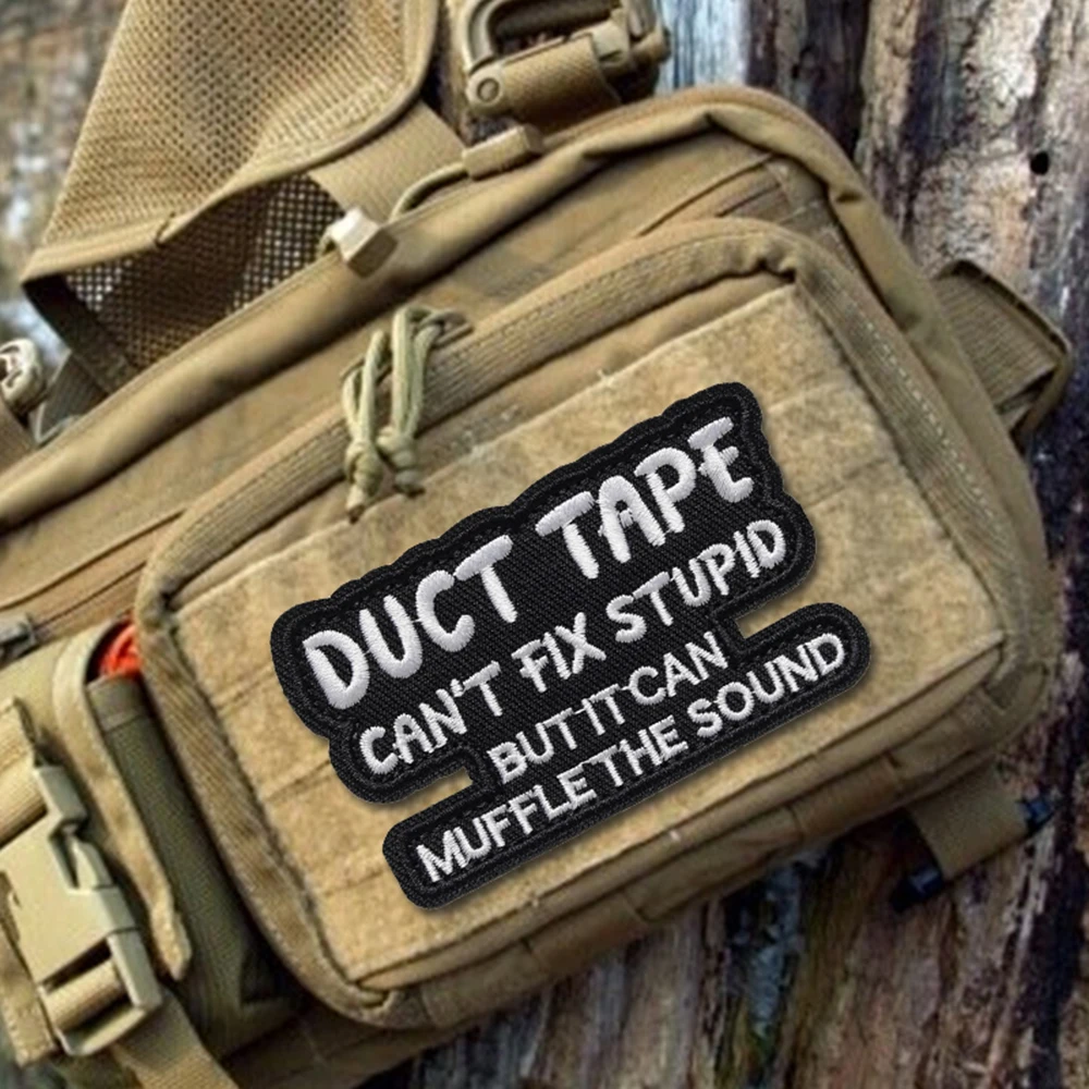 Parche de Velcros divertido con cinta de pato, parches bordados, gancho de moral táctico, pegatina de sujeción, insignia para mochila, gorra, pantalones vaqueros - imagen 3