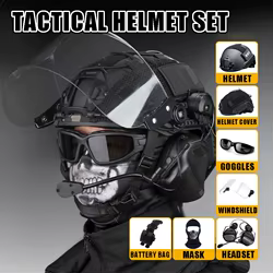 Casco táctico Airsoft fantasma con máscara, gafas y auriculares de comunicación