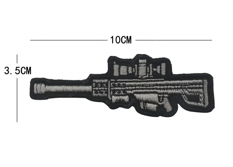Q versión de la pistola Submachine Gun Sniper Gun patrón bordado banda para el brazo pegatina mágica mochila pegatina insignia bordada - imagen 4